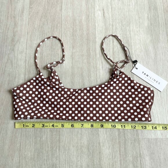 Tan + Lines Polka Dot Sedona Top Brown White Size Medium NEW NWT - Picture 5 of 5